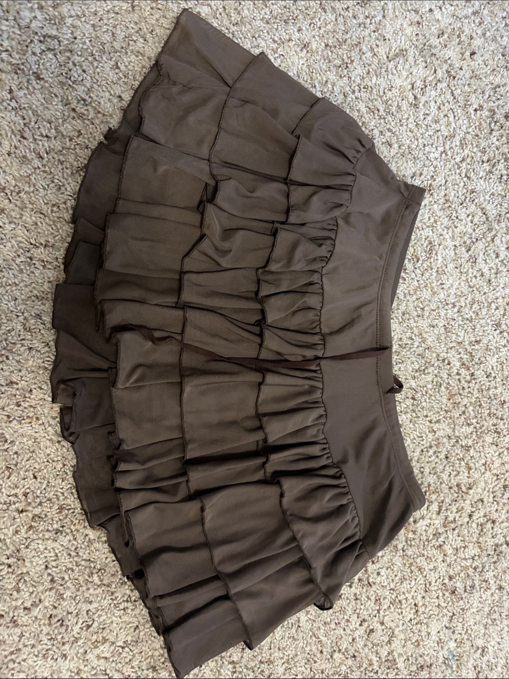 Tiered Ruffle Mini Skirt in Dark Brown
